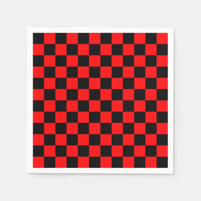 Red Black Checkered Karo Pattern Serviette (Vorderseite)