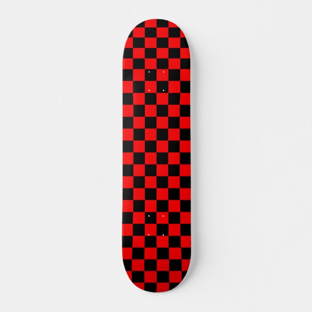Red Black Checkered Karo Pattern Skateboard (Vorne)