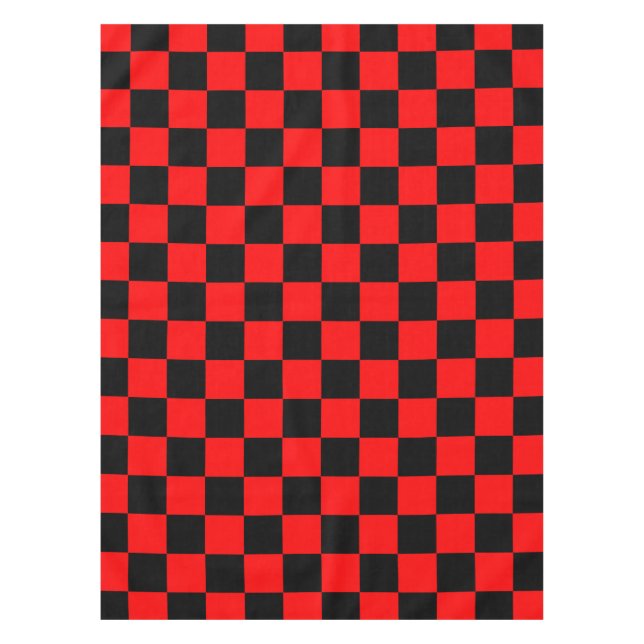 Red Black Checkered Karo Pattern Tischdecke (Vorderseite)