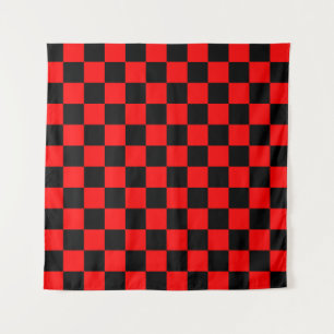 Red Black Checkered Karo Pattern Wandteppich