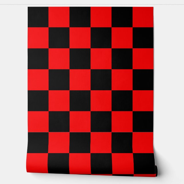 Red Black Checkered Karo Wall Decke Tapete (Abrollen)
