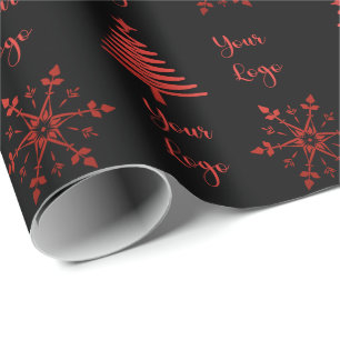 Red Black Chic Weihnachtsbaum Privatkundenlogo Geschenkpapier