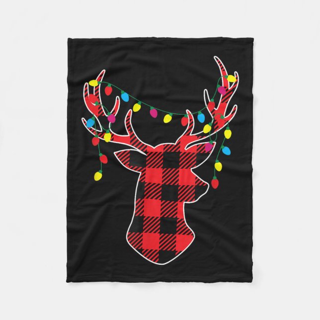 Red Black Christmas Buffalo Plaid Deer Women Men K Fleecedecke (Vorderseite)