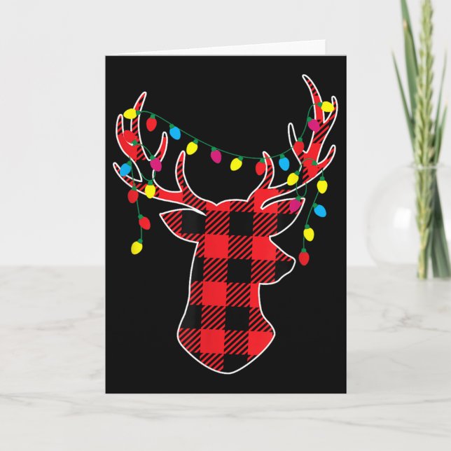 Red Black Christmas Buffalo Plaid Deer Women Men K Karte (Vorderseite)