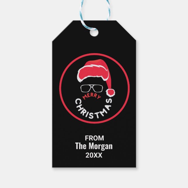 Red Black Christmas Holiday Party Geschenkanhänger (Vorderseite)