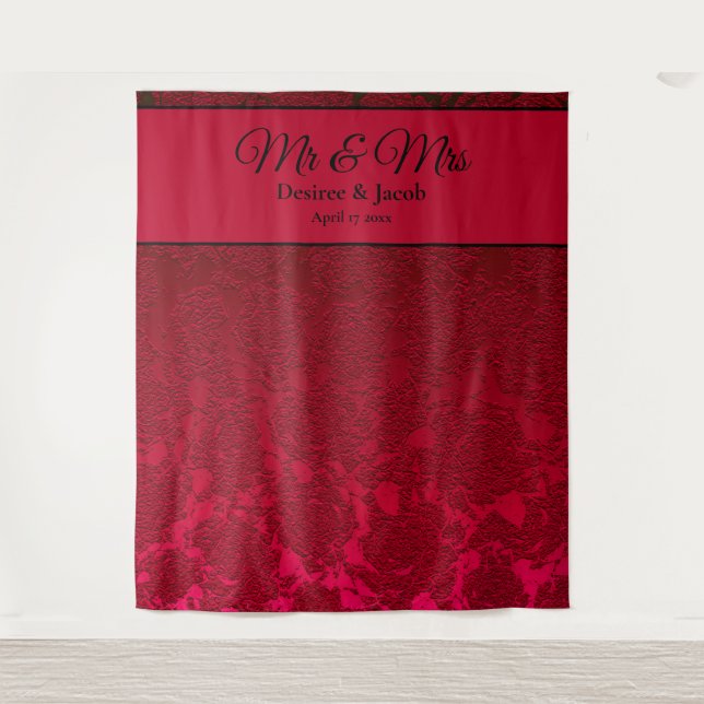 Red Black Christmas Wedding Winter Hintergrund Wandteppich (Vorderseite)