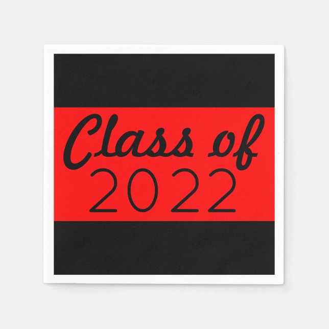 Red & Black Class Year Graduation Serviette (Vorderseite)