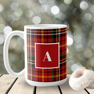 Red Black Classic Christmas Kariert Monogram Initi Kaffeetasse