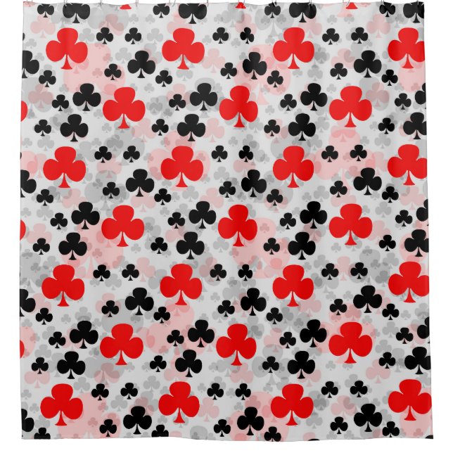 Red Black Clover Club Abstraktes Muster Duschvorhang (Vorderseite)
