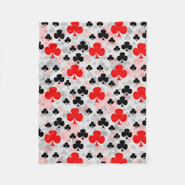 Red Black Clover Club Abstraktes Muster Fleecedecke (Vorderseite)