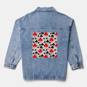 Red Black Clover Club Abstraktes Muster Jeansjacke