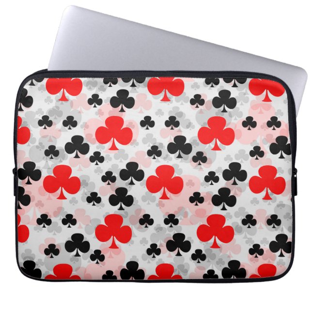 Red Black Clover Club Abstraktes Muster Laptopschutzhülle (Vorderseite)