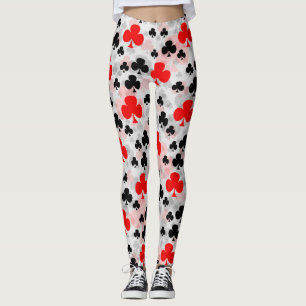 Red Black Clover Club Abstraktes Muster Leggings