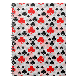 Red Black Clover Club Abstraktes Muster Notizblock
