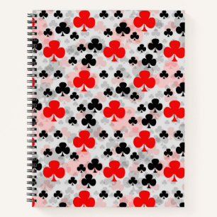 Red Black Clover Club Abstraktes Muster Notizbuch