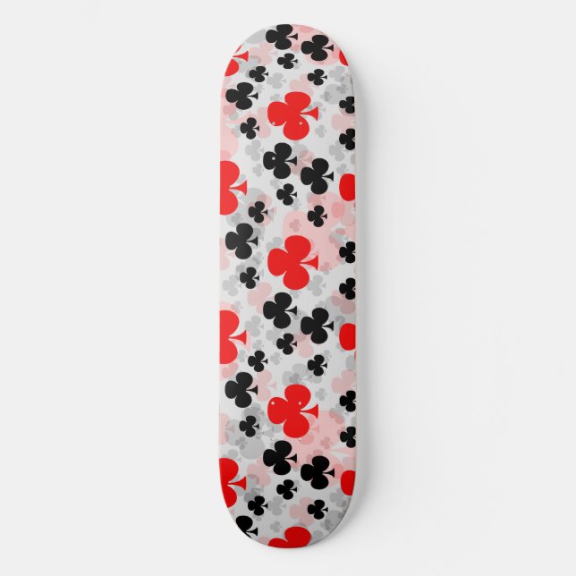 Red Black Clover Club Abstraktes Muster Skateboard (Vorderseite)