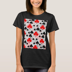 Red Black Clover Club Abstraktes Muster T-Shirt