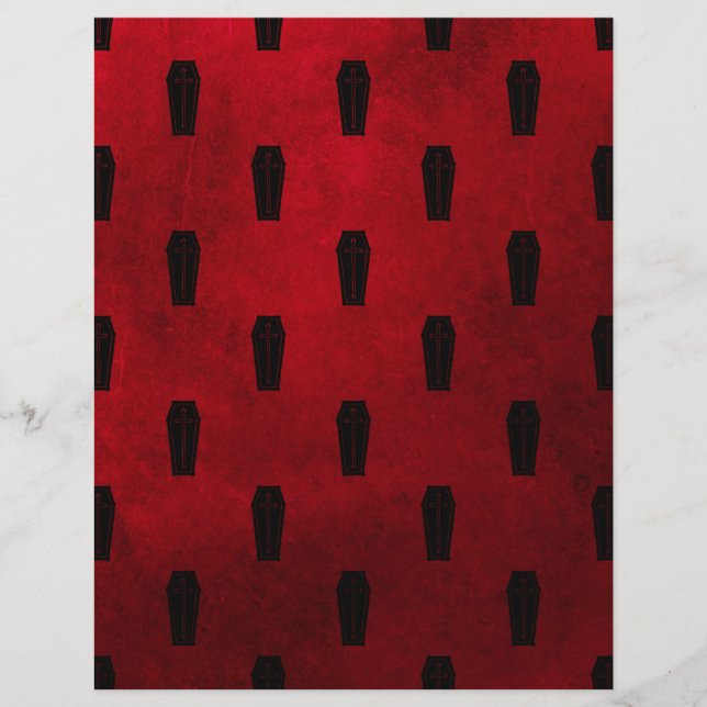 Red & Black Coffins Halloween Scrapbook Paper (Vorderseite)