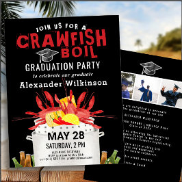 Red Black Crawfish Boil 3 Foto Graduation Party Einladung