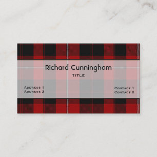 Red & Black Cunningham Family Tartan Karierte Cust Visitenkarte