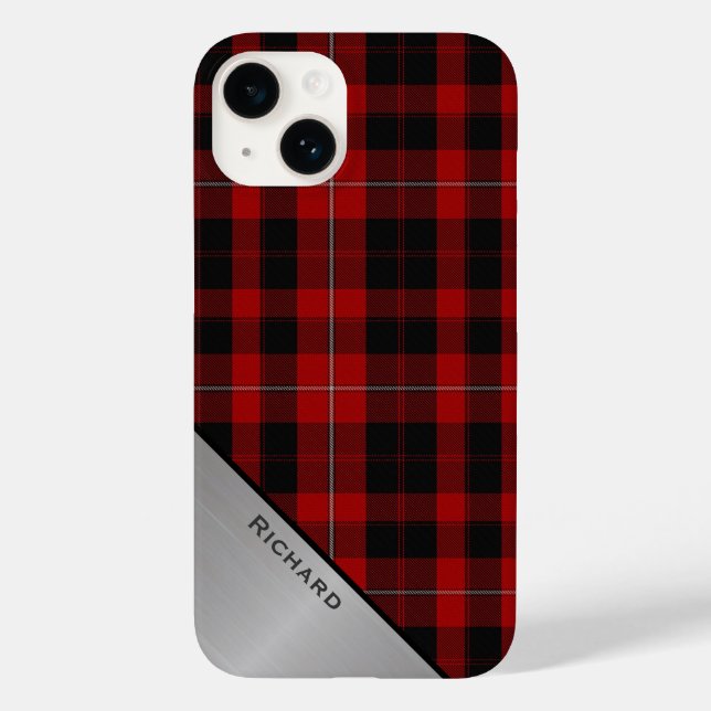 Red & Black Cunningham Kariert & Aluminium Look Case-Mate iPhone Hülle (Rückseite)