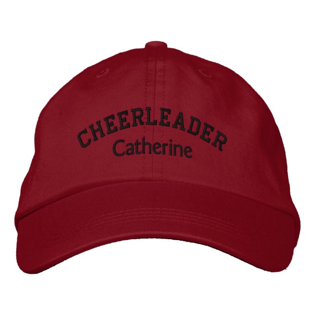 Red & Black Custom Cheerleader Bestickte Kappe (Vorderseite)