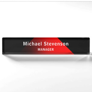 Red Black Customize Name & Title Professionals Namensplakette