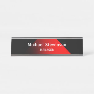 Red Black Customize Name & Title Professionals Schreibtischnamensplakette