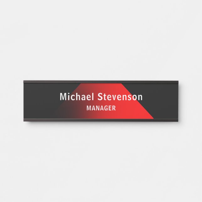 Red Black Customize Name & Title Professionals Türschild (Vorderseite )