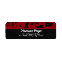 Red Black Damask Custom Business Rücksendeadresse