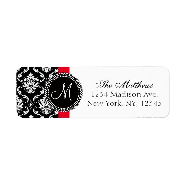 Red Black Damask Elegant Monogram Wedding (Vorne)