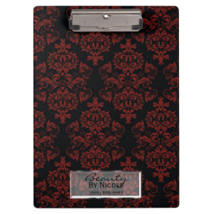 Red Black Damask Elegantes Chic Glam Personalisier Klemmbrett