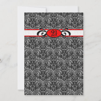 Red & Black Damask Gothday Party Einladung