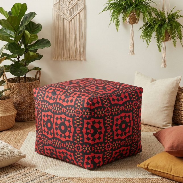 Red & Black Decorative Tribal Geometric Muster Stoff (Von Creator hochgeladen)