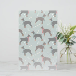 Red & Black Dobermans in Scarves Wintermuster Briefpapier
