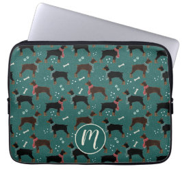 Red & Black Dobermans in Scarves Wintermuster Laptopschutzhülle