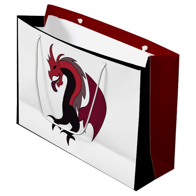 Red Black Dragon Mythical Creature Große Geschenktüte (Vorderseite Schrägansicht)