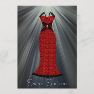 Red Black Dress Sweet 16 Party Einladung