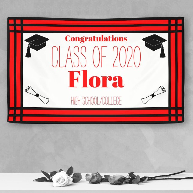 Red Black Geometric Graduation Party Banner (Von Creator hochgeladen)