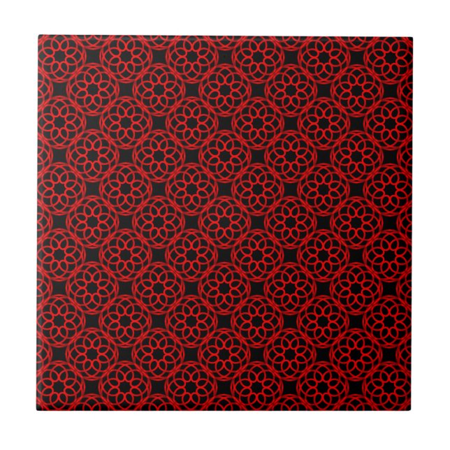 Red Black Geometric Seamless Pattern Fliese (Vorderseite)