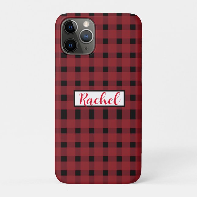 Red Black Gingham Personalisiert Case-Mate iPhone Hülle (Rückseite)