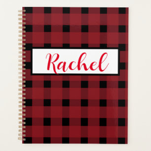 Red Black Gingham Personalisiert Planer