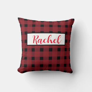 Red Black Gingham Personalisiert Throw Kissen