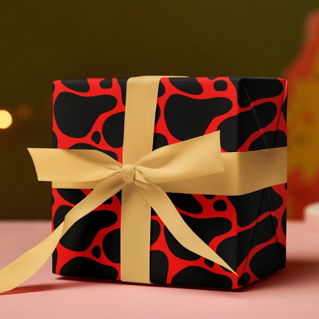Red & Black Giraffe Muster Geschenkpapier (Von Creator hochgeladen)