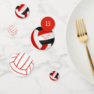 Red Black Girls Volleyball Geburtstagsparty Konfetti