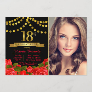 Red Black Gold 18. Geburtstagsparty Einladung