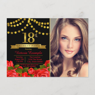 Red Black Gold 18. Geburtstagsparty Einladung