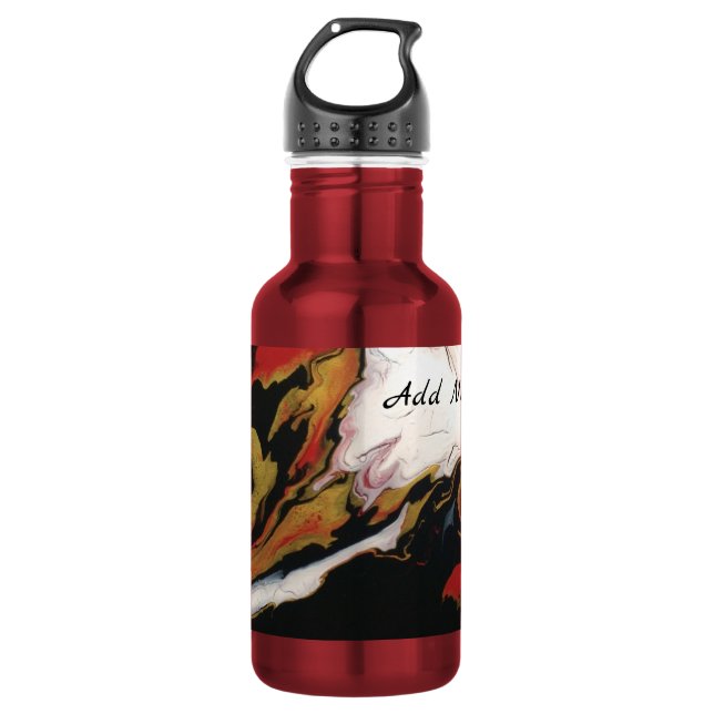 Red Black Gold Abstraktes Personalisiertes Wasser  Trinkflasche (Vorderseite)