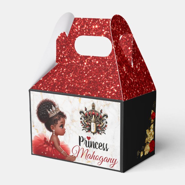 Red Black Gold African Princess Royal Baby Dusche Geschenkschachtel (Vorderseite)