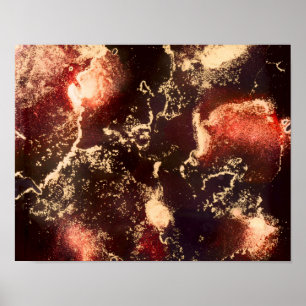 Red Black Gold Alcohol Tinte Abstrakt Poster